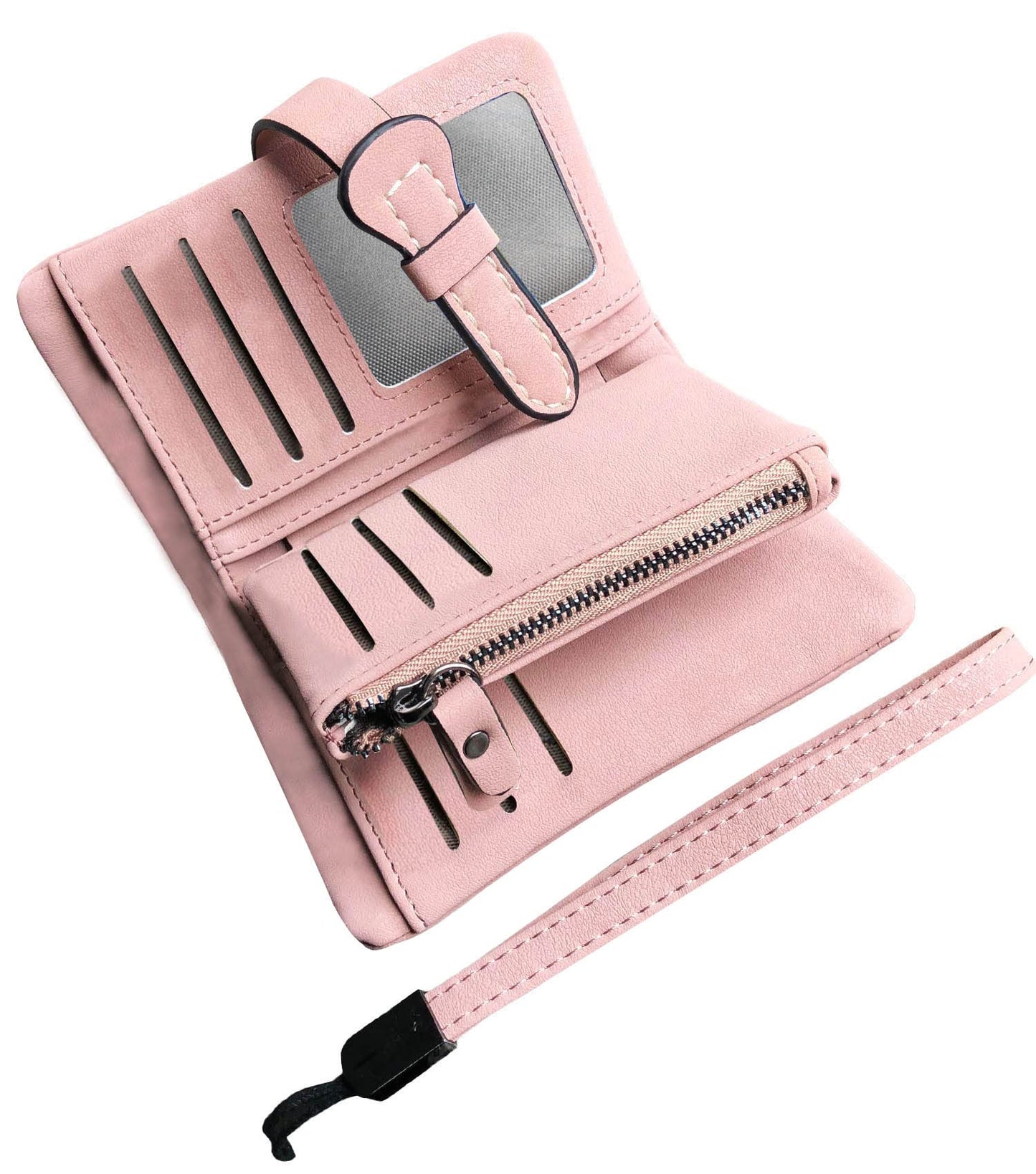 HOTAOXONEL Women's Small Bifold Leather wallet Rfid blocking Ladies Wristlet with Card holder id window Coin Purse