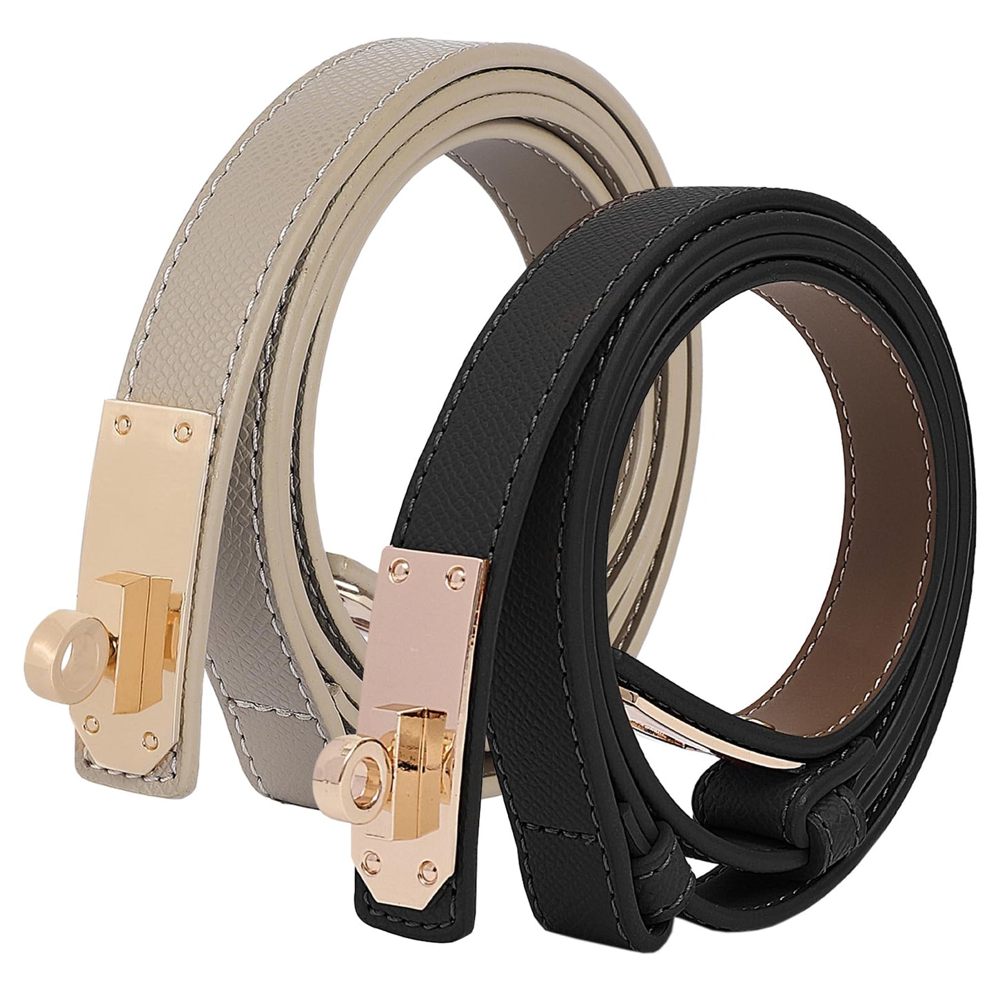 HOTWomen's Thin Leather Belts with Turn Lock Buckle,Belt Women Adjustable for Pants Dresses Jeans Coats