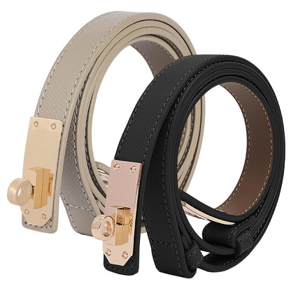 HOTWomen's Thin Leather Belts with Turn Lock Buckle,Belt Women Adjustable for Pants Dresses Jeans Coats