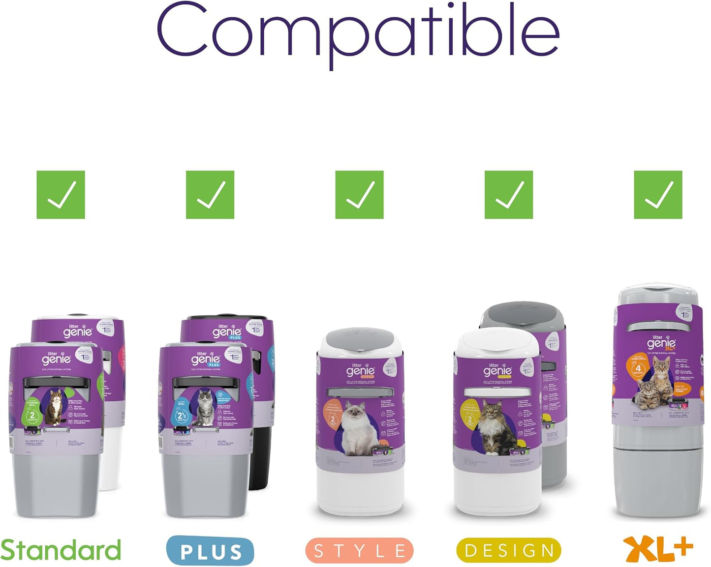 HOTLitter Genie Refill Bags | Jumbo 2-Pack, 56 Total ft | Up to 8 Months of Supply in 2 cartridges | Ultimate Odor Control Cat Litter Bags