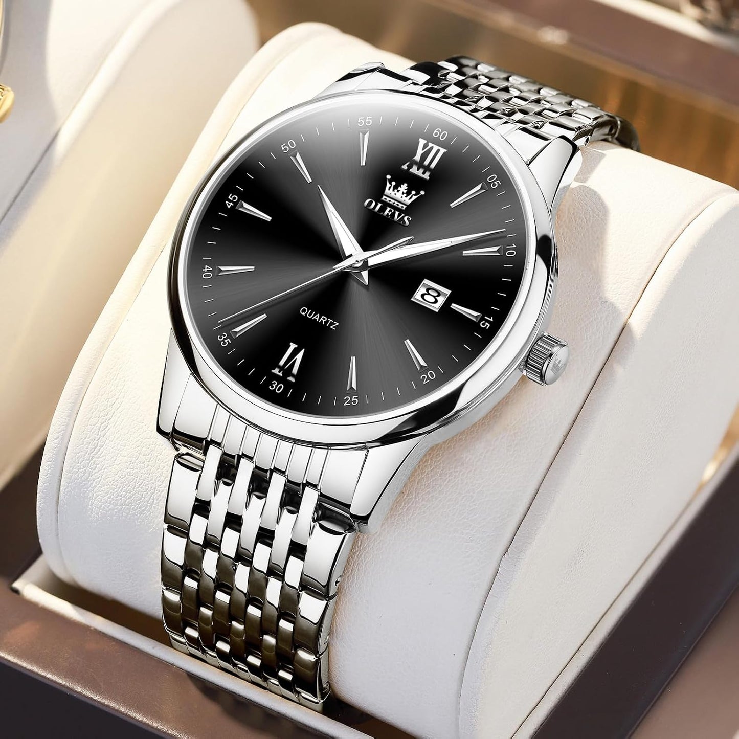 HOTOLEVS Men's Watch,Classic Silver Watches for Men, Waterproof Stainless Steel Roman Numbers Men's Watch Easy to Read