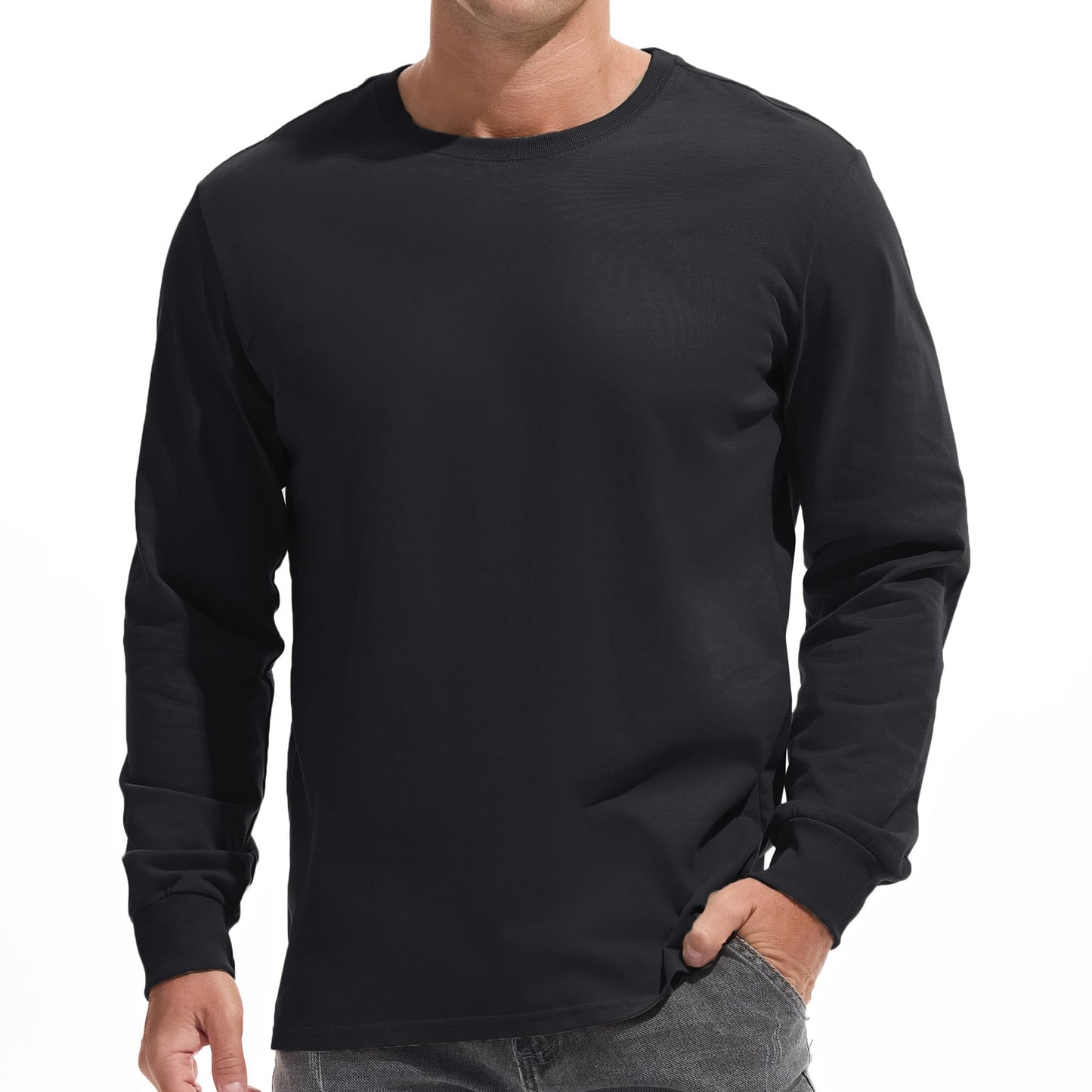 HOTVEIISAR Men's Heavy Weight Crew Neck T-Shirt Mens Premium Cotton Tee - Pre Shrunk S-3XL