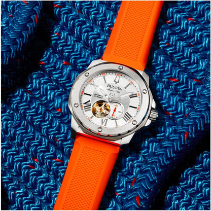 HOTBulova Men's Marine Star 'Series A' Automatic Watch with Orange Silicone Strap Style: 98A226