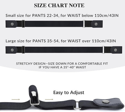 HOTBELTROAD No Buckle Elastic Belt for Men, Invisible Buckleless Stretch Belt for Men Women
