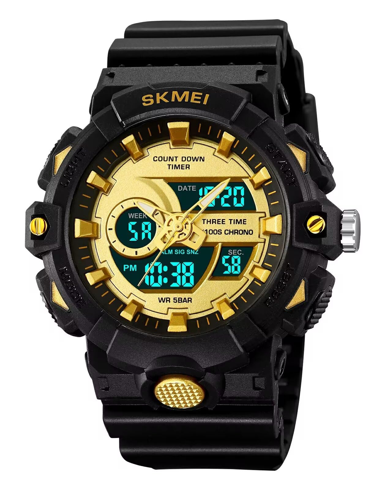 HOTFANMIS Mens Military Multifunction Digital LED Watch Electronic Waterproof Alarm Quartz Sports Watch