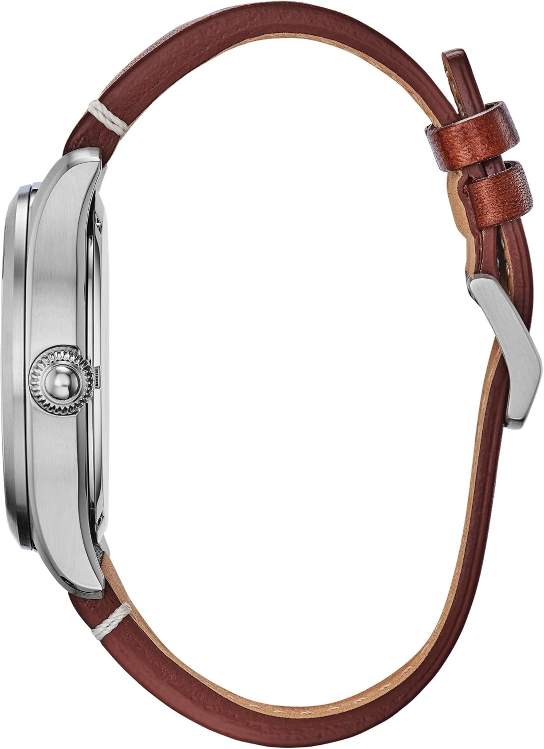 HOTCitizen Men's Sport Casual Garrison 3-Hand Date Eco-Drive Leather Strap Watch, Arabic Markers, Stainless Steel, Field Watch