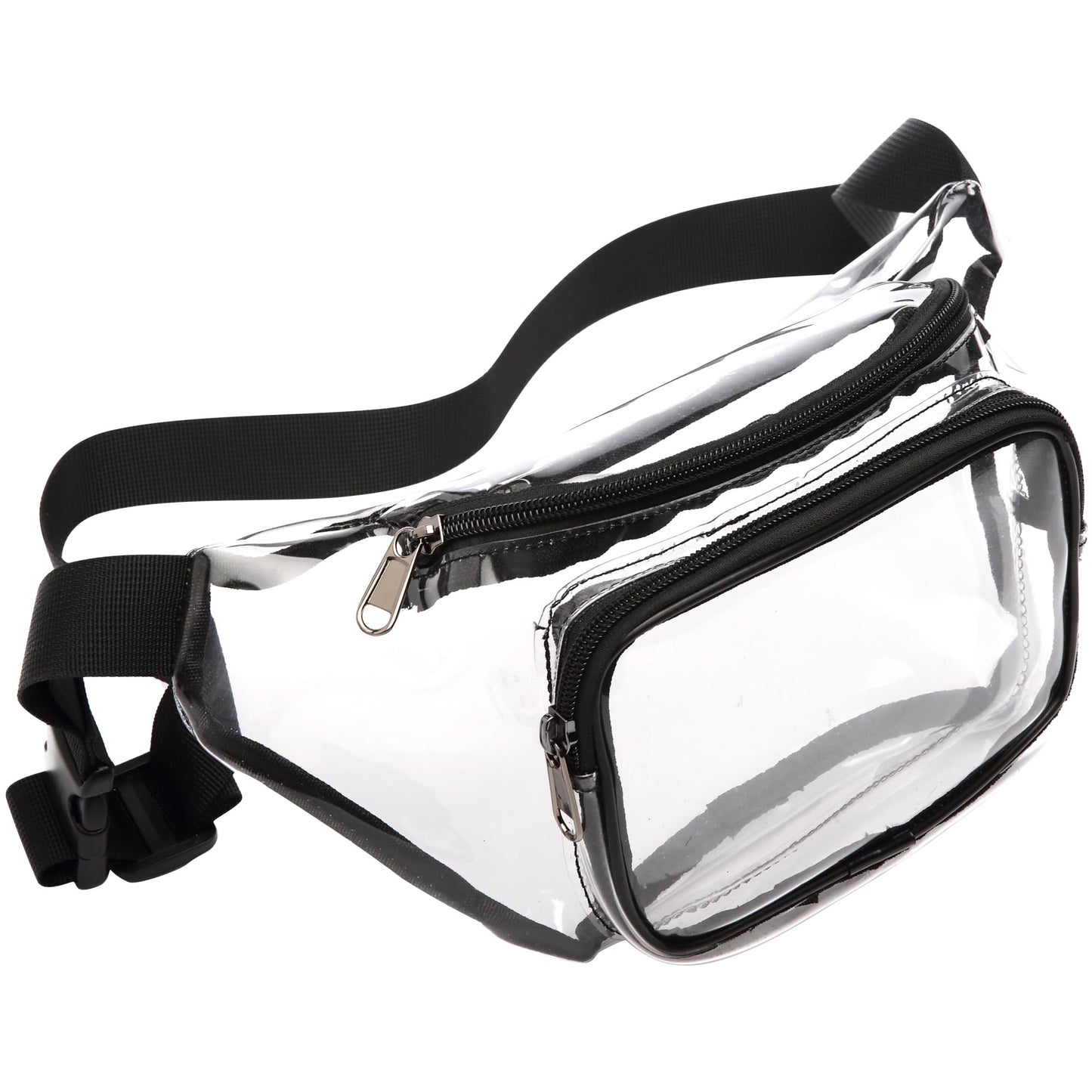HOTVeckle Clear Fanny Pack Stadium Approved - Waist Belt Bag for Women, Black | Hands-Free Adjustable Strap, 2 Pockets Fit 7.5 in Phone, Water-Resistant for Sports Game Day Concerts Festival