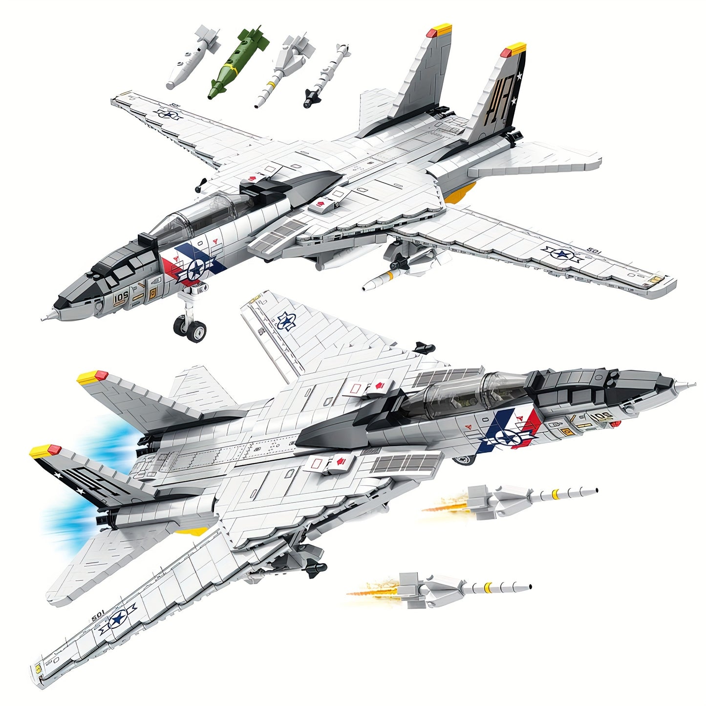 F-14 Jet Fighter Plane Tomcat Military Building Set for Adult, 1:34 Army Model Jet Fighter Plane 1600 Pcs
