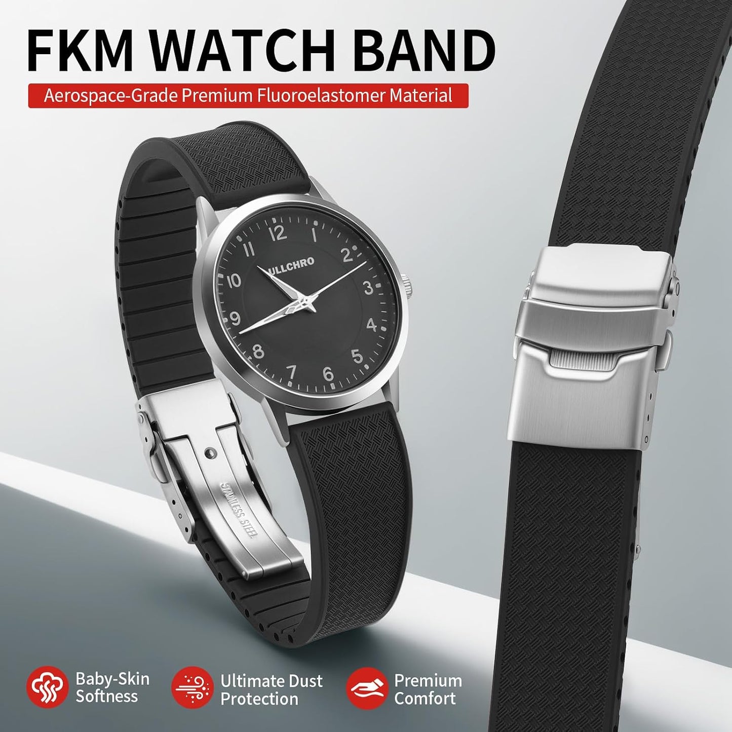 HOTSilicone Watch Band Quick Release Strap FKM Waterproof Watch Bands for Men 20mm 22mm Replacement Strap Sport Rubber Watchband