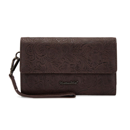 HOTMontana West Women Wallet Trifold Large Capacity Phone Wristlet Travel Credit Card Cash Wallets with Coin Purse and Wrist Strap
