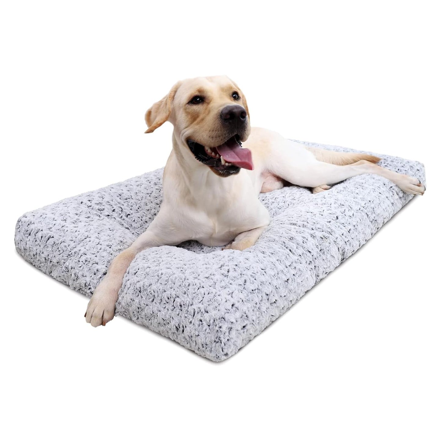 HOTKSIIA Washable Dog Bed Deluxe Plush Dog Crate Beds Comfy Kennel Pad Anti-Slip Pet Sleeping Mat for Large, Jumbo, Medium, Small Dogs Breeds, 35" x 23", Gray
