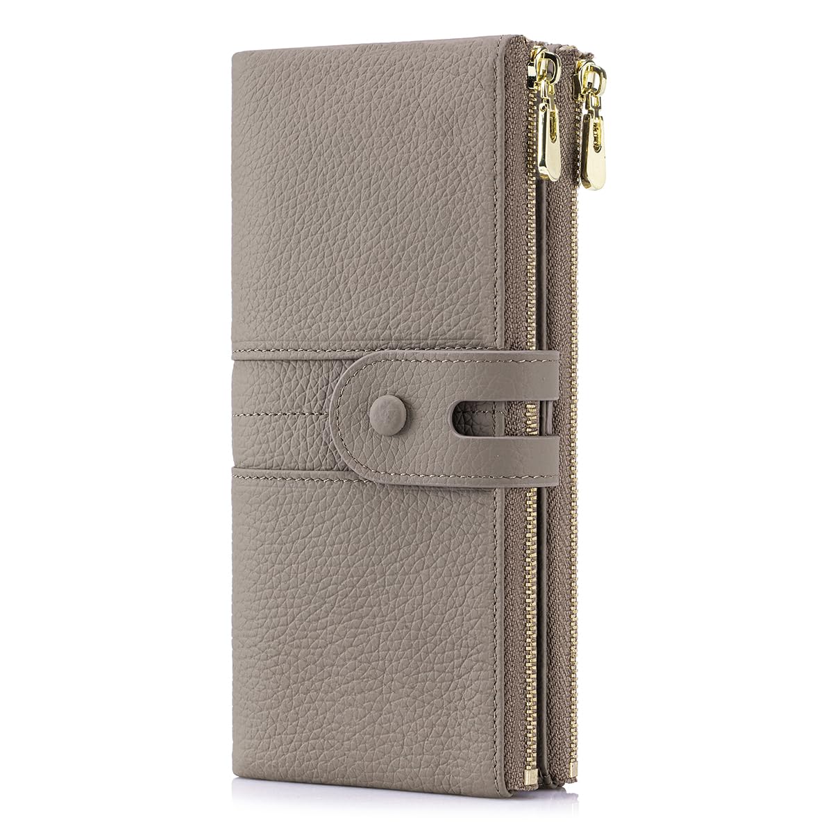 HOTLarge Capacity Wallets for Women Soft Leather RFID Blocking Long Wallet Ladies Bifold Clutch Purse Credit Card Holder with Double Zipper Pocket ID Window,Black