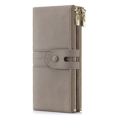 HOTLarge Capacity Wallets for Women Soft Leather RFID Blocking Long Wallet Ladies Bifold Clutch Purse Credit Card Holder with Double Zipper Pocket ID Window,Black