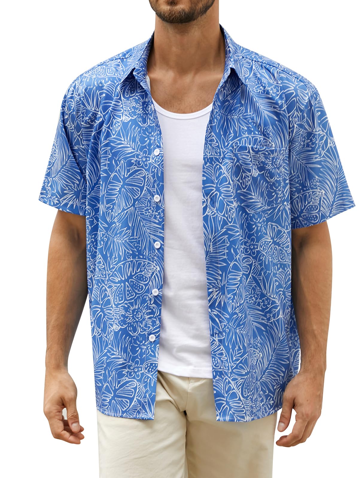 HOTHardaddy Men's Hawaiian Shirt Short Sleeves Printed Button Down Summer Beach Casual Shirts