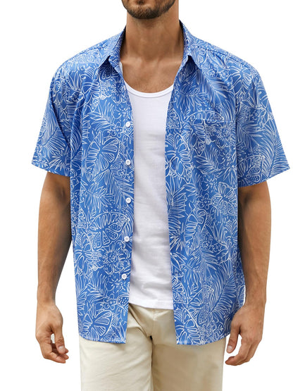 HOTHardaddy Men's Hawaiian Shirt Short Sleeves Printed Button Down Summer Beach Casual Shirts