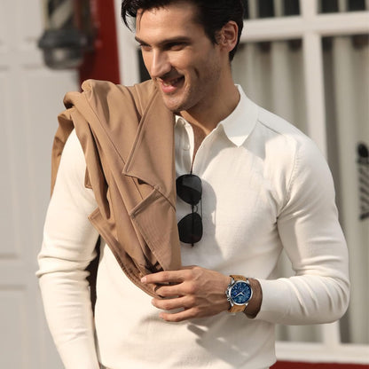HOTBENYAR Mens Watches Analog Quartz Chronograph Waterproof Wrist Watches for Men Fashion Business Work Casual Sport Designer Dress Watch with Calendar Elegant Gifts for Men