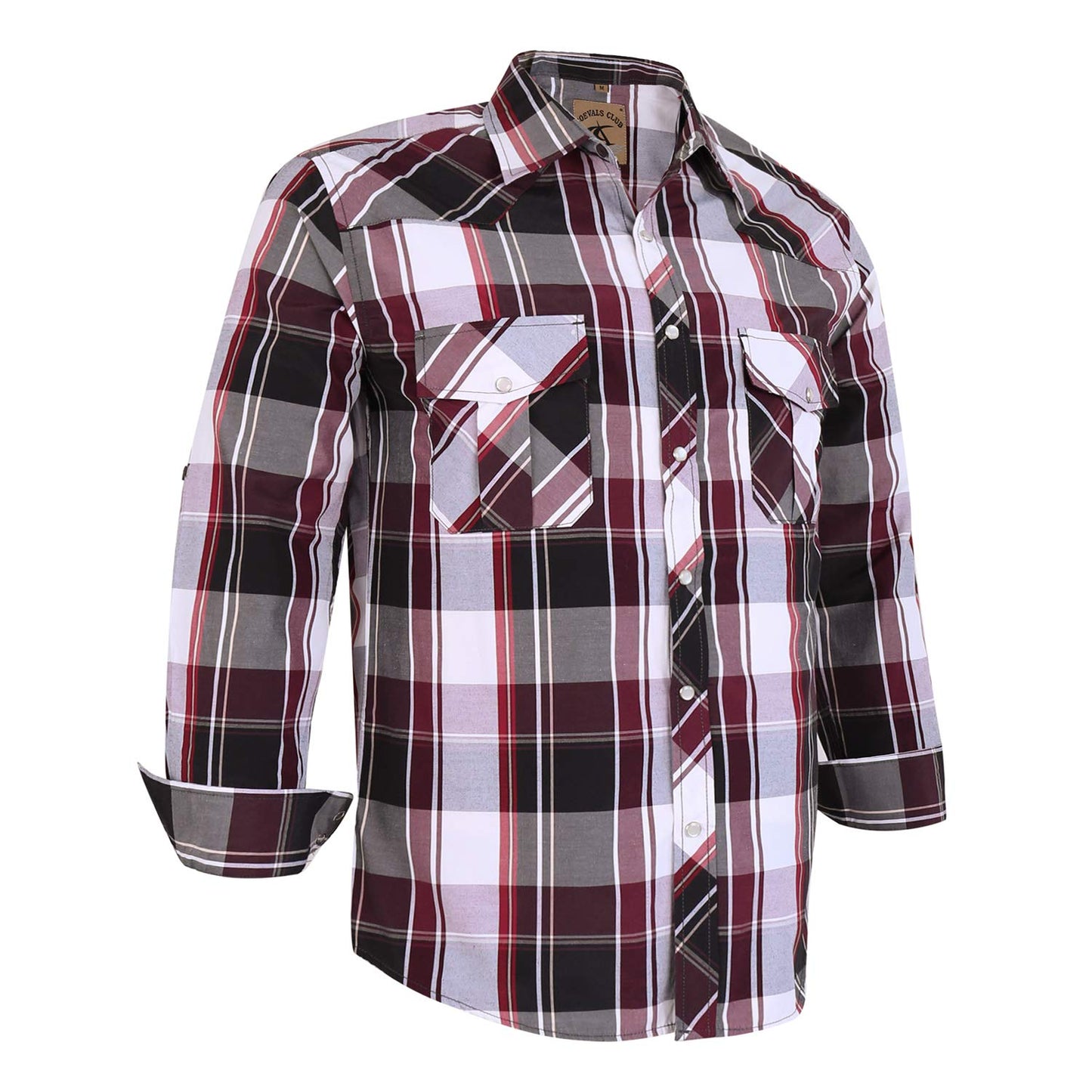 HOTCOEVALS CLUB Men's Western Pearl Snap Button Up Casual Cowboy Long Sleeve Two Pockets Work Shirts