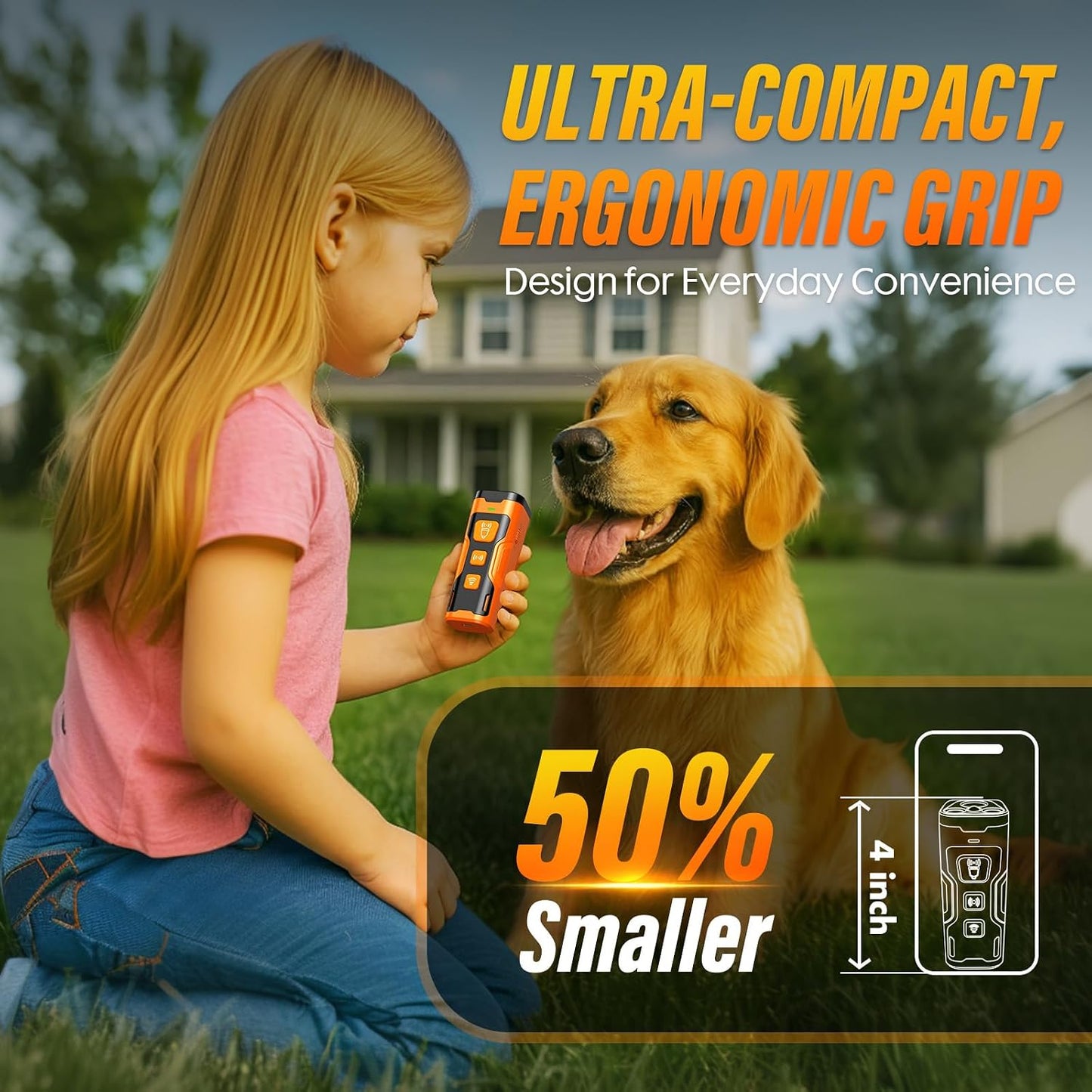 HOTYUYQA Dog Bark Deterrent Device, 3X Ultrasonic Anti Barking, 6 Training Modes 23 FT Range Barks No More Indoors Outdoors Behavior Correct Safe & Humane Rechargeable Compact Bark Control for Dogs