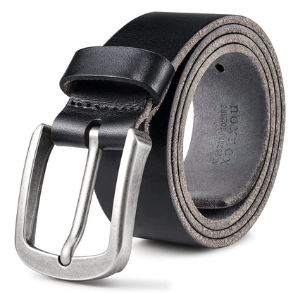 HOTXOUXOU Men's Casual Leather Jeans Belts Classic Work Business Dress Belt with Prong Buckle for Men
