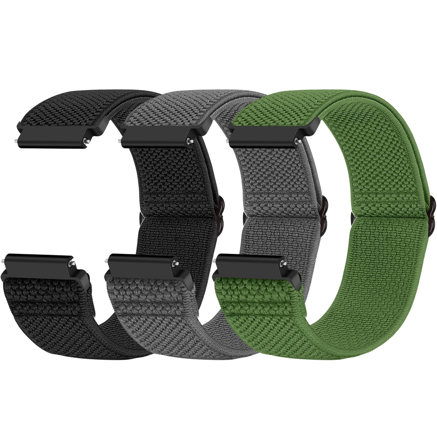 HOTCompatible with 16mm 18mm 19mm 20mm 22mm 24mm Watch Bands Quick Release Replacement Wristband,Adjustable Stretchy Nylon Solo Loop Straps Fabric Braided Sport Elastic Bands for Men Women