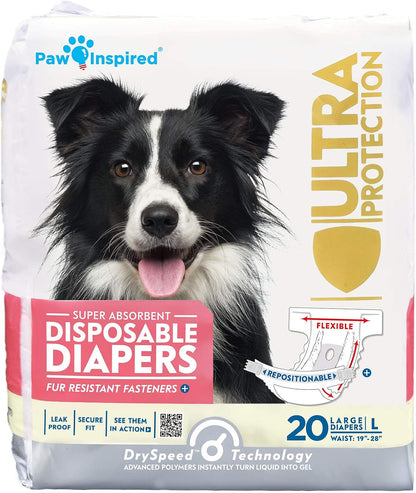 HOTPaw Inspired 32ct Disposable Dog Diapers | Female Dog Diapers Ultra Protection | Diapers for Dogs in Heat, Excitable Urination, or Incontinence (Small)