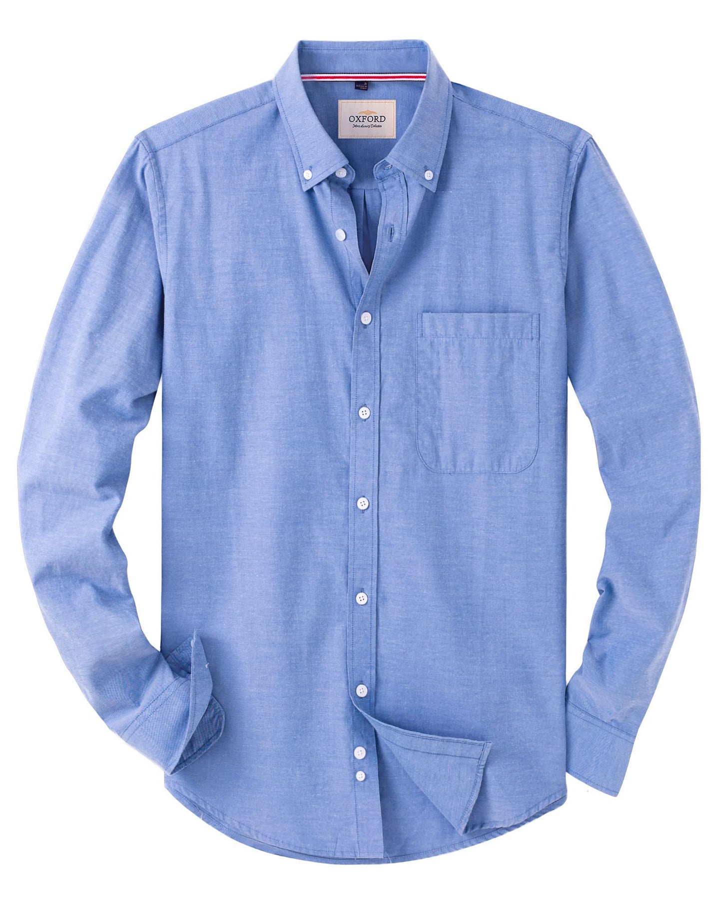 HOTAlimens & Gentle Mens Solid Oxford Shirt Long Sleeve Dress Shirt Work Casual Button Down Shirts with Pocket