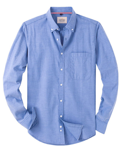 HOTAlimens & Gentle Mens Solid Oxford Shirt Long Sleeve Dress Shirt Work Casual Button Down Shirts with Pocket
