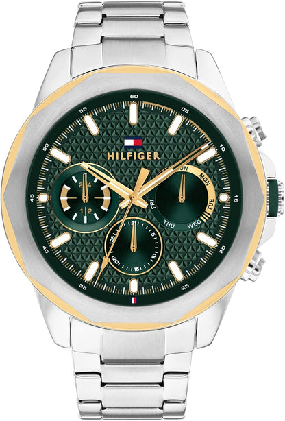 HOTTommy Hilfiger Men's Multifunction Quartz Watch, Stainless Steel Bracelet, Water Resistant 5 ATM, Urban Stylish Timepiece, Gift for Him, 46mm