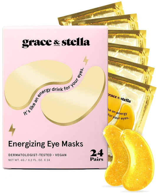 HOTgrace & stella Award Winning Under Eye Mask - Birthday Gifts for Women - Gel Eye Patches for Dark Circles, Puffy Eyes, Undereye Bags - Gifts for Mom - Vegan Self Care (24 Pairs, Gold)