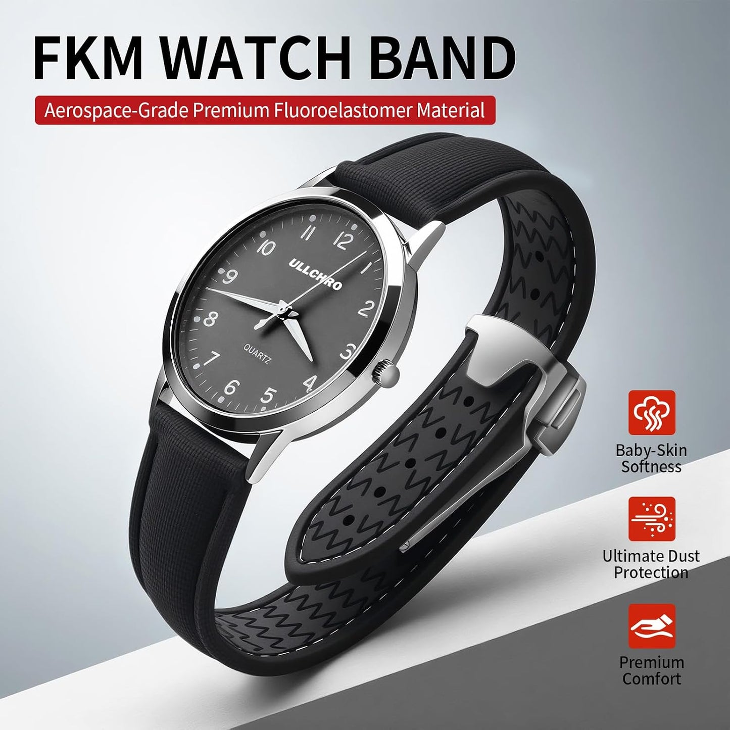 HOTWatch Strap Watch Band 20mm 22mm Man Waterproof Quick Release Bands Sport Replacement Strap Soft FKM Rubber Watchband