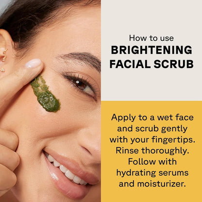 HOTAcure Brightening Facial Scrub - Exfoliating Face Wash, Gentle Daily Scrubber & Exfoliator for Women & Men for Radiant Skin, Cleansing Wash with Sea Kelp & French Green Clay - 4 fl oz