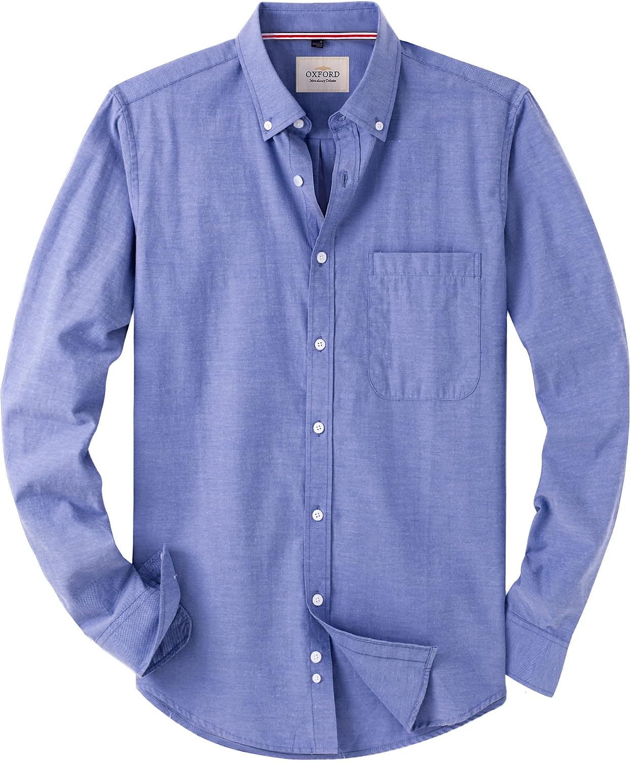 HOTAlimens & Gentle Mens Solid Oxford Shirt Long Sleeve Dress Shirt Work Casual Button Down Shirts with Pocket
