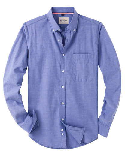 HOTAlimens & Gentle Mens Solid Oxford Shirt Long Sleeve Dress Shirt Work Casual Button Down Shirts with Pocket