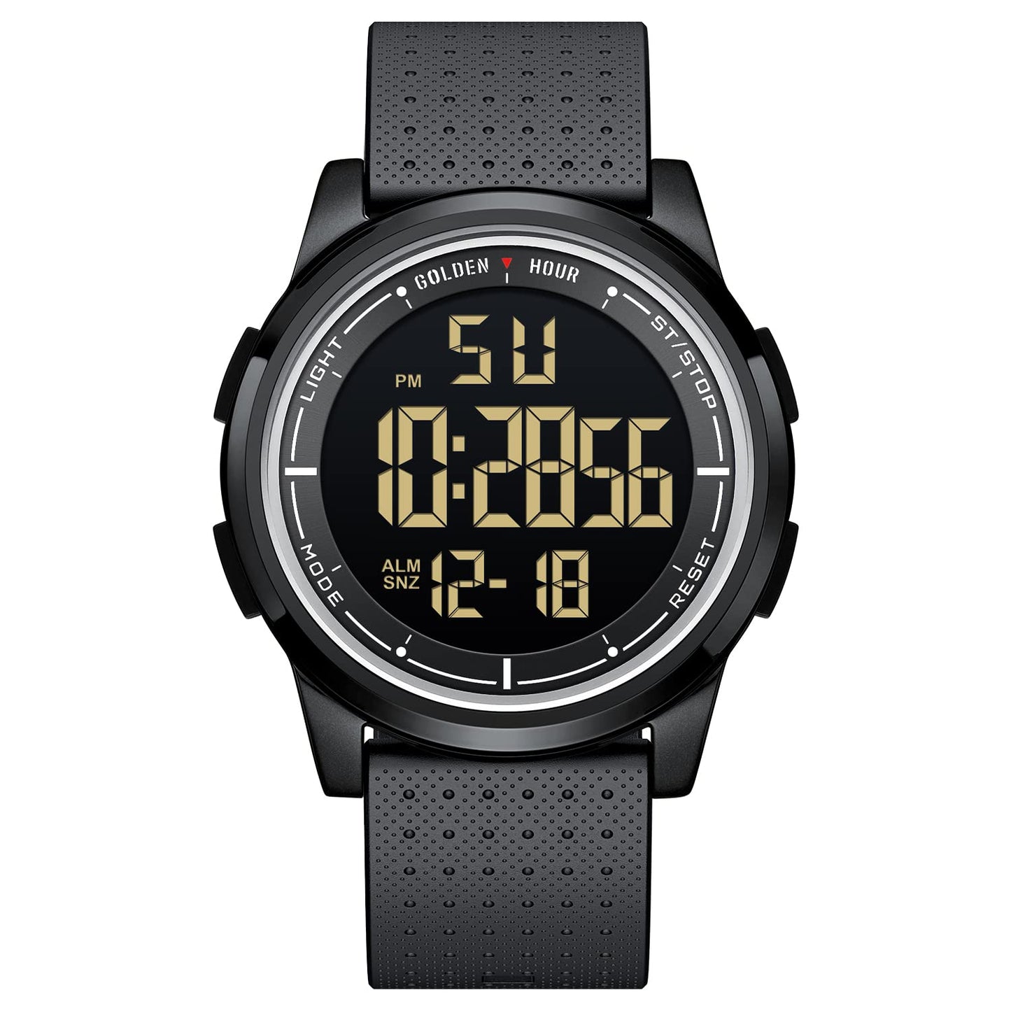 HOTGOLDEN HOUR Ultra-Thin Minimalist Sports Waterproof Digital Watches Men with Wide-Angle Display Rubber Strap Wrist Watch for Men Women