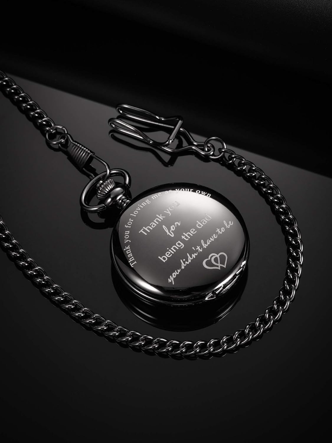 HOTTatuo Dad Presents Pocket Watch for Father in Law, Stepdad Thank You for Loving Me as Your Own Quartz Pocket Watch for Father