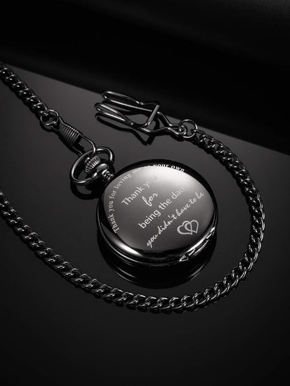 HOTTatuo Dad Presents Pocket Watch for Father in Law, Stepdad Thank You for Loving Me as Your Own Quartz Pocket Watch for Father