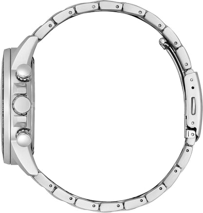 HOTCitizen Men's Sport Casual Brycen Eco-Drive Chronograph Stainless Steel Watch, 12/24 Hour Time, Date, Tachymeter, 100 Meters Water Resistant, Spherical Mineral Crystal, Weekender
