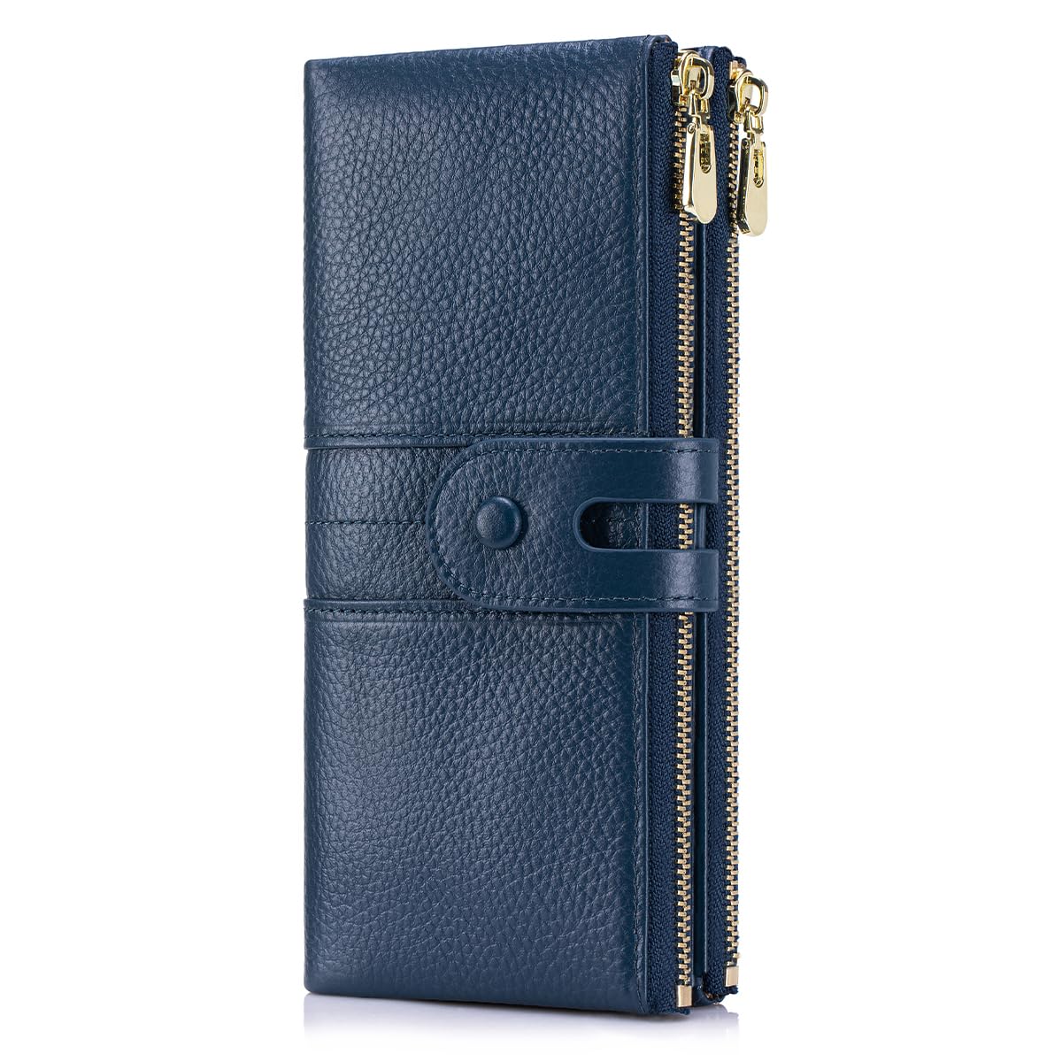 HOTLarge Capacity Wallets for Women Soft Leather RFID Blocking Long Wallet Ladies Bifold Clutch Purse Credit Card Holder with Double Zipper Pocket ID Window,Black