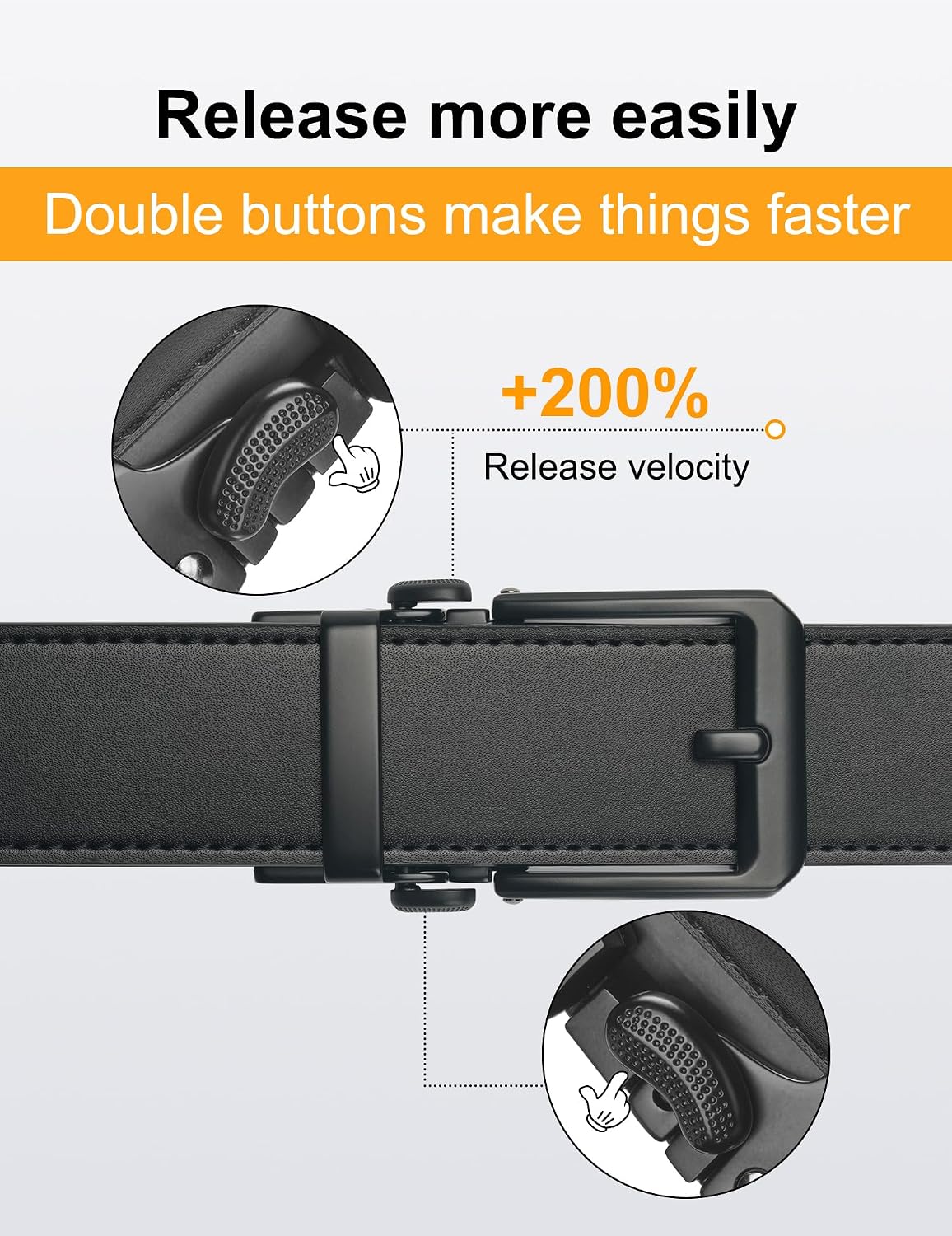 HOTJUKMO 1.5" (38mm) Leather Ratchet Belt for Men in Gift Box | Automatic Slide Buckle, Adjustable Trim to Fit
