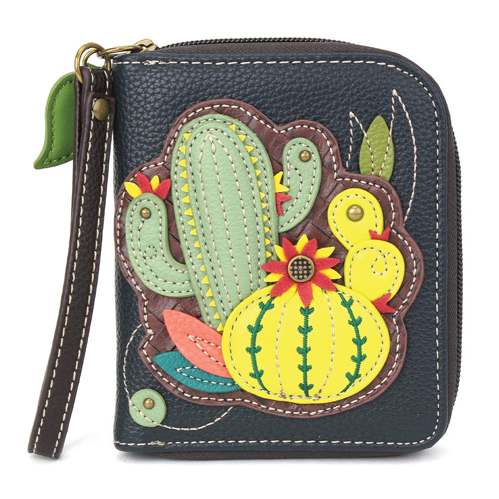 HOTCHALA Zip Around Wallet, Wristlet, 8 Credit Card Slots, Sturdy Pu Leather - Frog - Turquoise