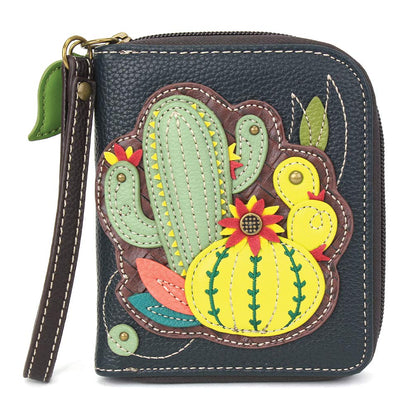 HOTCHALA Zip Around Wallet, Wristlet, 8 Credit Card Slots, Sturdy Pu Leather - Frog - Turquoise