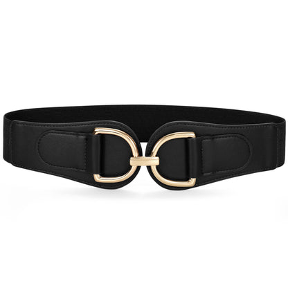 HOTSANSTHS Vintage Women Stretchy Wide Belt Chunky Buckle Elastic Wide Waist Belts for Dresses Coats