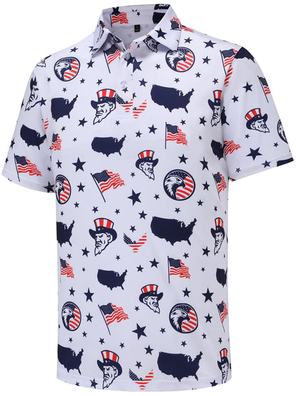 HOTtracamiy Men's Golf Polo Shirts Short Sleeve Performance Moisture Wicking Quick Dry Golf Polo Shirts for Men