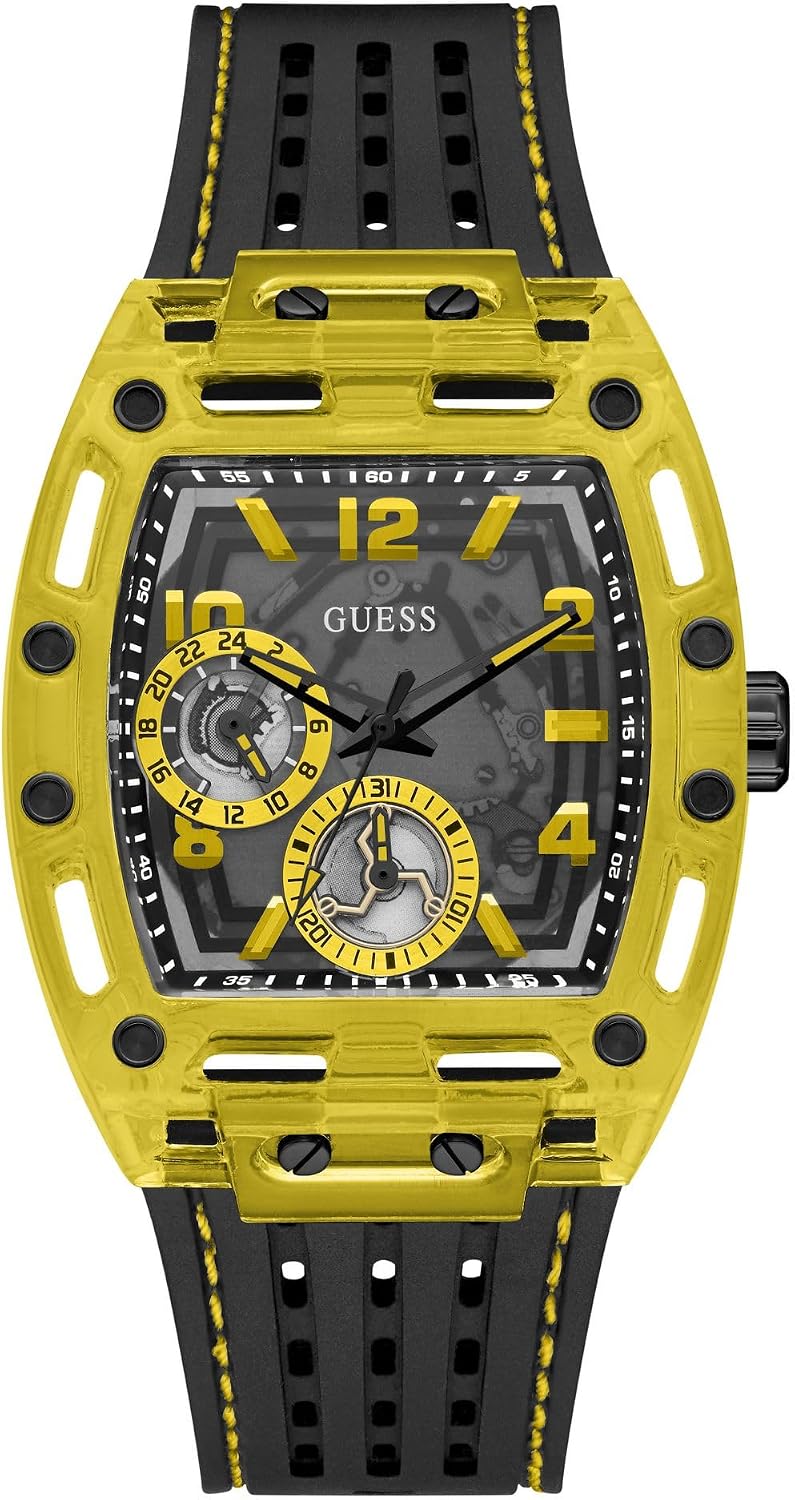 HOTGuess Men's GW0G Series| Analog Trend Watch| Polycarbonate Case| Silicone Bracelet | 50M Water Resistance