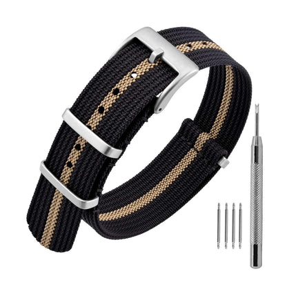 HOTANNEFIT Nylon Watch Band 16mm 18mm 20mm 22mm, One-Piece Waterproof Military Watch Straps with Heavy Buckle