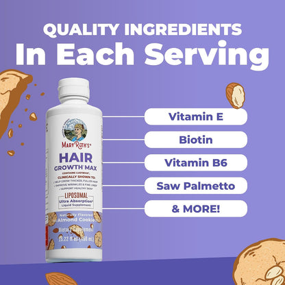 HOTMaryRuth's Hair Growth Max Liposomal 10000mcg Biotin, Thicker Hair, 15.22oz | Lustriva® + Biotin 10000mcg + Pumpkin Seed Oil, Thicker Hair, Hair Care, Wrinkles, Fine Lines, Skin Care, Ages 18+