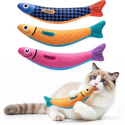 HOTPetBusy Cat Toys with[5000mg A+Natural Catnip &Silvervine] [Baby Grade] Interactive Soft Chew Kicker Cat Toys for Indoor Cats & Kittens, [Crinkle &Bell] Fish Sound Toy, Drives Bored Cat Crazy with Fun