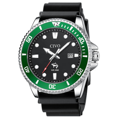 HOTCIVO Sport Wrist Watches for Men: Classic Analog Watch with Date Luminous - Silicone Strap & Waterproof - Casual Men's Watch for Outdoor Camping Cycling