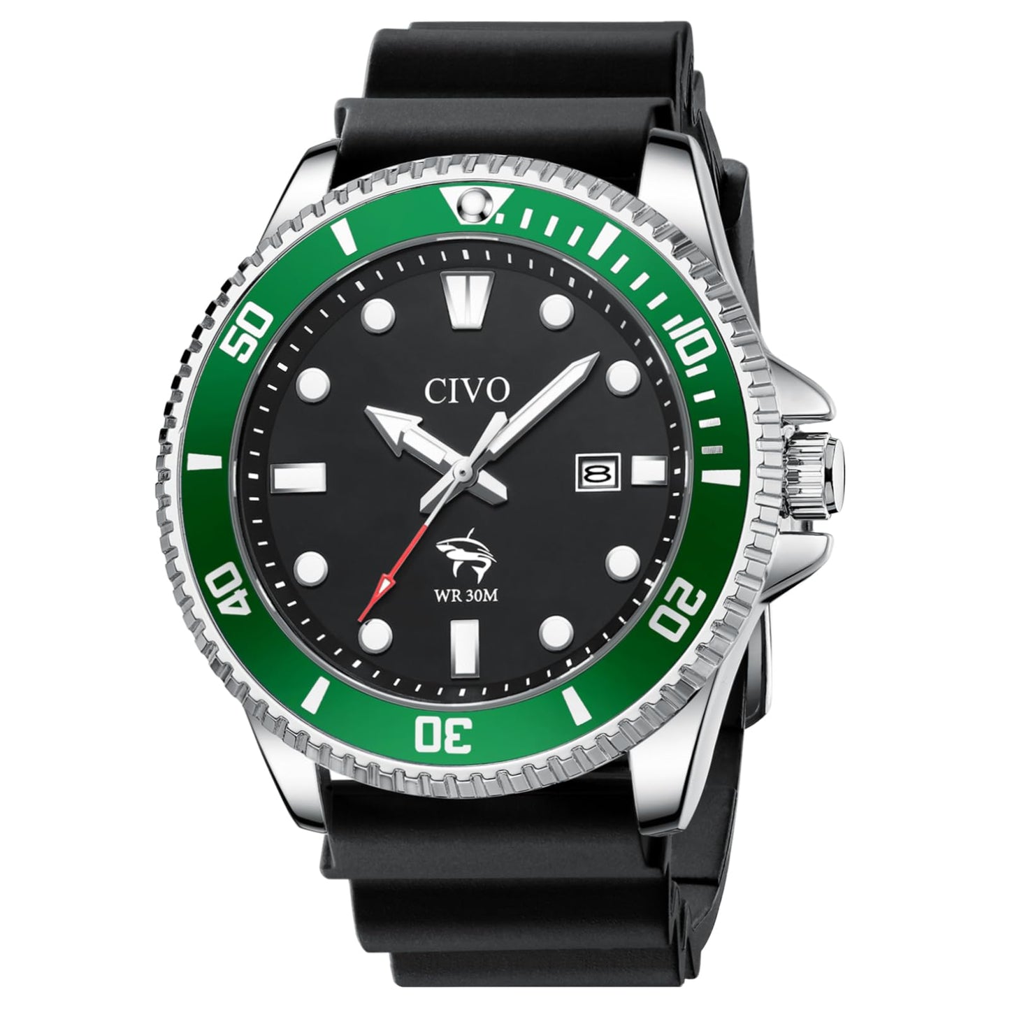 HOTCIVO Sport Wrist Watches for Men: Classic Analog Watch with Date Luminous - Silicone Strap & Waterproof - Casual Men's Watch for Outdoor Camping Cycling