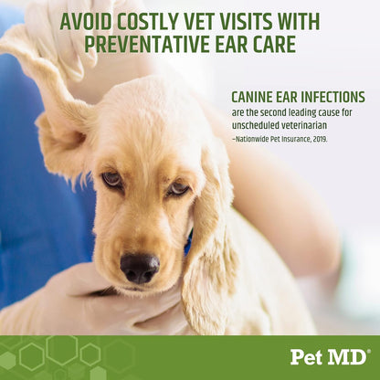 HOTPet MD Dog Ear Cleaning Wipes – Otic Cleanser for Dogs - 100 ct | Soothing Ear Care with Aloe Vera & Eucalyptus, Regular Wipes